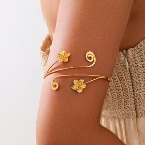 3/$35 Gold Flower Arm Cuff Bracelet Bangle Upper Armlet Bohemian Jewelry